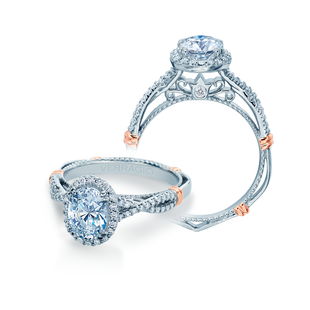 Authentic Verragio Engagement Ring with 1.00 ct. Princess Lab Grown Diamond  Center Stone (F-G, VS) in 14k Two Tone - DiamondStuds.com